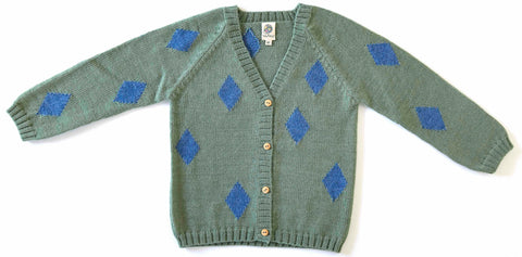 NW505 MOSS NAVY DIAMOND CARDIGAN